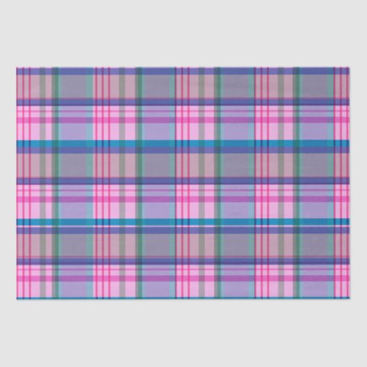 Cute Preppy Retro Plaid Pattern in Pink and Blue Tissuepapier (Voorkant)