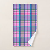Cute Preppy Retro Pset Patroon in Roze en Blauw Bad Handdoek (Handdoek)