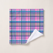Cute Preppy Retro Pset Patroon in Roze en Blauw Bad Handdoek (Wasdoekje)