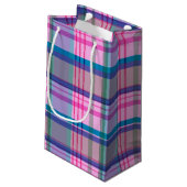 Cute Preppy Retro Pset Patroon in Roze en Blauw Klein Cadeauzakje (Achterkant Gekanteld)