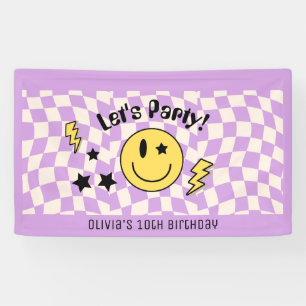Cute Preppy Y2K Paarse Retro Verjaardagsbanner Spandoek
