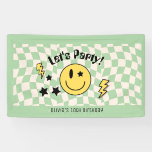 Cute Preppy Y2K Salie Groene Retro Verjaardagsbann Spandoek