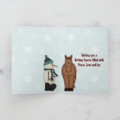 Cute Prettige feestdagen Horse and Snowman Kerstmi (Binnen)