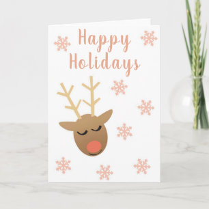 Cute Prettige feestdagen rendierroze Gold Kaart