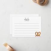 Cute Pretzel Drawing Lined Monogram Personalized Notitiekaartje (Voorkant / Achterkant in situ)