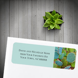 Cute Prickly Pear Cactus Green Return Address Etiket