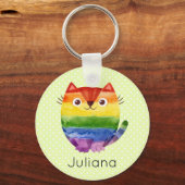 Cute Pride Kat Waterverf Sleutelhanger (Voorkant)
