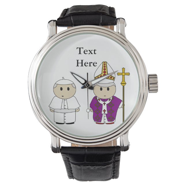 Cute Priest Pope Gift Personalized Horloge (Voorkant)