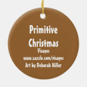 Cute Primitive Art Snowman Keramisch Ornament (Achterkant)