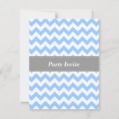 Cute Prince Birthday Party, Blue and White Chevron Kaart (Achterkant)