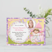Cute Princess Birthday Party Invitation Kaart (Staand voorkant)
