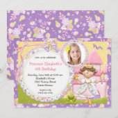 Cute Princess Birthday Party Invitation Kaart (Voorkant / Achterkant)