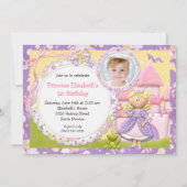 Cute Princess Birthday Party Invitation Kaart (Voorkant)