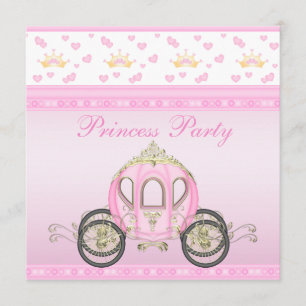 Cute Princess Coach Pink Birthday Party Kaart