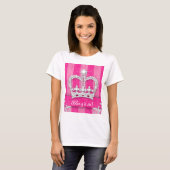 Cute Princess Crown die het op roze zilver zet T-shirt (Voorkant volledig)
