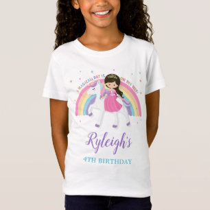 Cute Princess en Unicorn Rainbow Birthday Outfit T-shirt