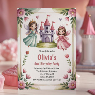 Cute Princess Fee 2e Verjaardagsfeestje Kaart