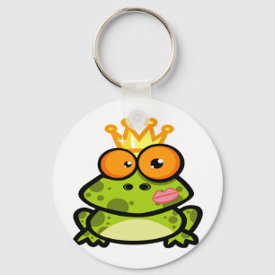Cute Princess Frog met Golden Crown Sleutelhanger