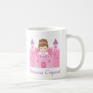 Cute Princess Girl in Pink Castle Koffiemok