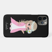 Cute Princess Holding een ventilator op Black Case-Mate iPhone Case (Achterkant (horizontaal))