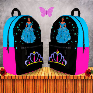 Cute Princess Kroon Sterren Meisjes Schooltas Zwar Bedrukte Rugzak