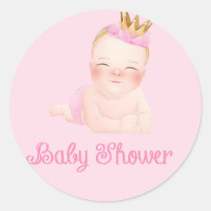 Cute Princess Pink Baby shower Ronde Sticker