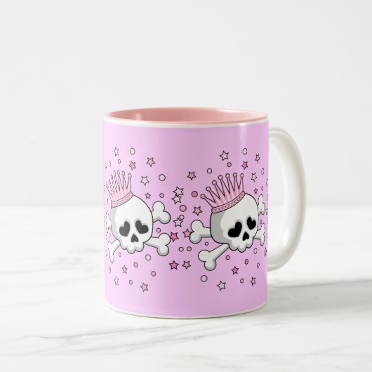 Cute Princess Skull Tweekleurige Koffiemok (Voorkant rechts)