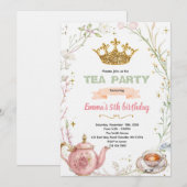 Cute princess tea party invitation kaart (Voorkant / Achterkant)