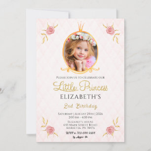 Cute Princess Thema Foto Verjaardagsfeest Kaart
