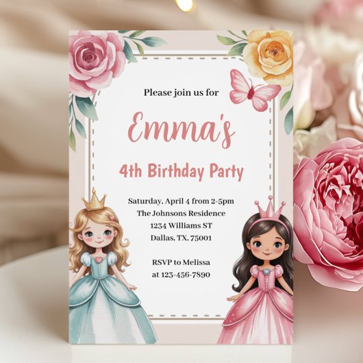 Cute Prinses Verjaardagsfeestje Kaart