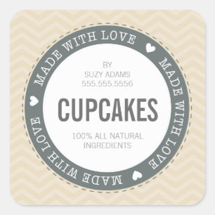 CUTE PRODUIT ÉTIQUETTE fait avec amour chevron nat
