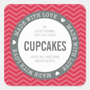 CUTE PRODUIT ÉTIQUETTE fait avec amour chevron rou