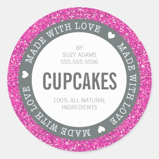 CUTE PRODUIT ÉTIQUETTE fait avec amour parties sci (Devant)