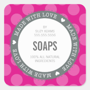 CUTE PRODUIT ÉTIQUETTE fait avec amour pois rose