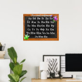 Cute Professor Owl Russisch Alphabet Poster (Thuiskantoor)