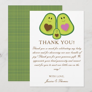 Cute Pset Avocado Gender Neutrale Baby shower Bedankkaart