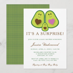Cute Pset Avocado Gender Neutrale Baby shower Kaart