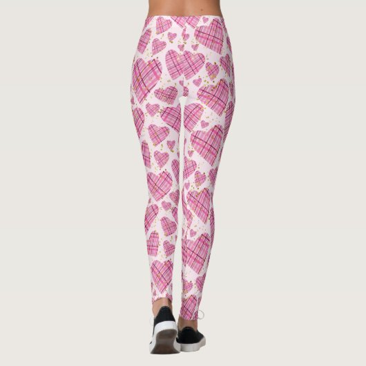 Cute Pset Hearts Pattern met Faux Gold Glitter Leggings (Achterkant)