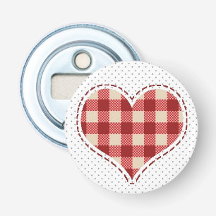 Cute Pset Red Heart en Stippen Button Flesopener