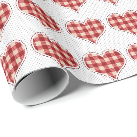 Cute Pset Red Hearts Dotty Pattern Cadeaupapier (Rol Hoek)