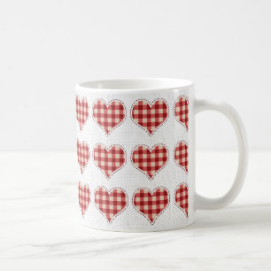 Cute Pset Red Hearts Dotty Pattern Koffiemok