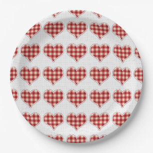 Cute Pset Red Hearts Dotty Pattern Papieren Bordje