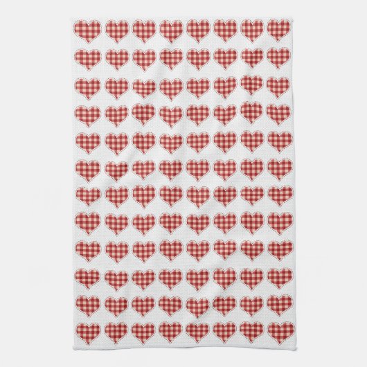 Cute Pset Red Hearts Dotty Pattern Theedoek (Verticaal)