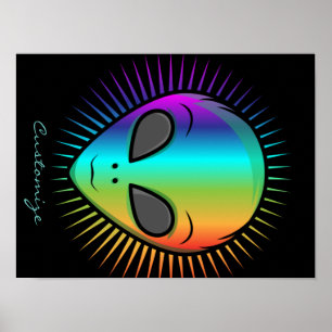 Cute Psychedelic Alien Head Thunder_Cove Poster