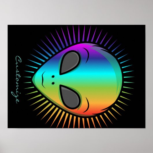 Cute Psychedelic Alien Head Thunder_Cove Poster (Voorkant)