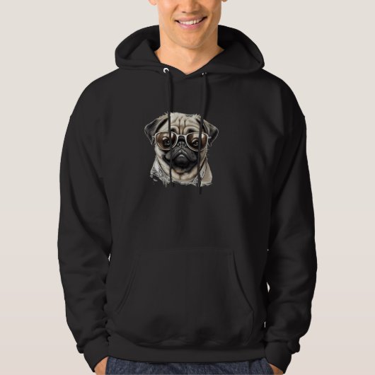 Cute Pub Face with cool Sunglasses Hoodie (Voorkant)