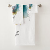 Cute puffin en bleu aquarelle personnalisable (En situation)