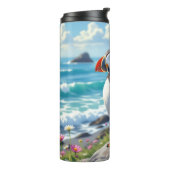 Cute Puffin on the Seashore themed   Thermosbeker (Gedraaid links)