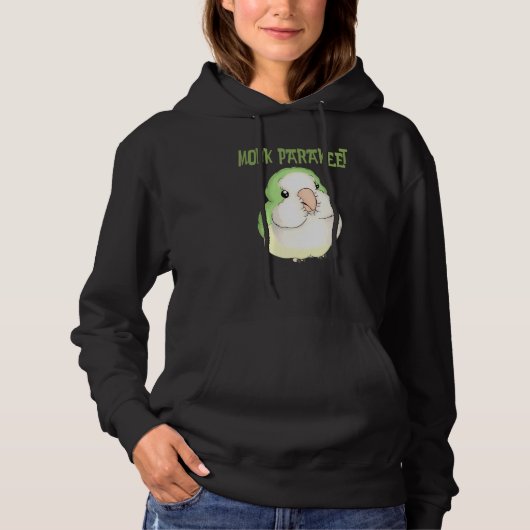 Cute Puffy Monk Parakeet Quaker Parrot Bird Hoodie (Voorkant)