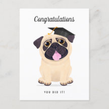 Cute Pug - Afstuderen-kaart voor gefeliciteerd